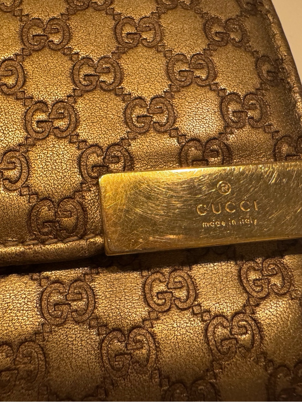 Authentic Gucci Metallic Guccissima Continental Wallet Bronze/Gold - Picture 10 of 11